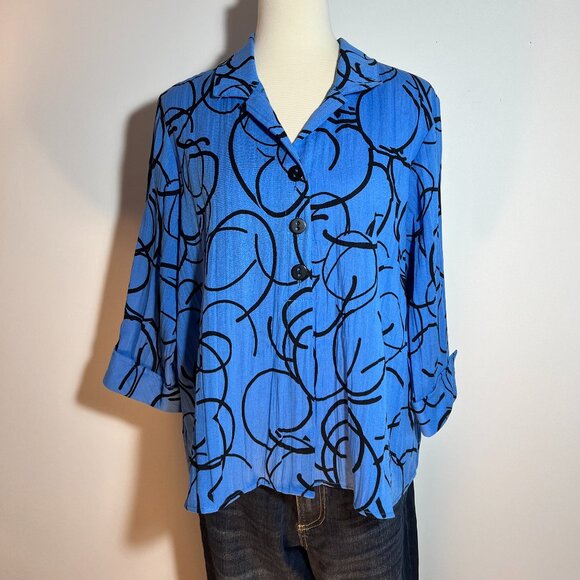 Habitat button down 3/4 sleeve top Size Large - Picture 1 of 9